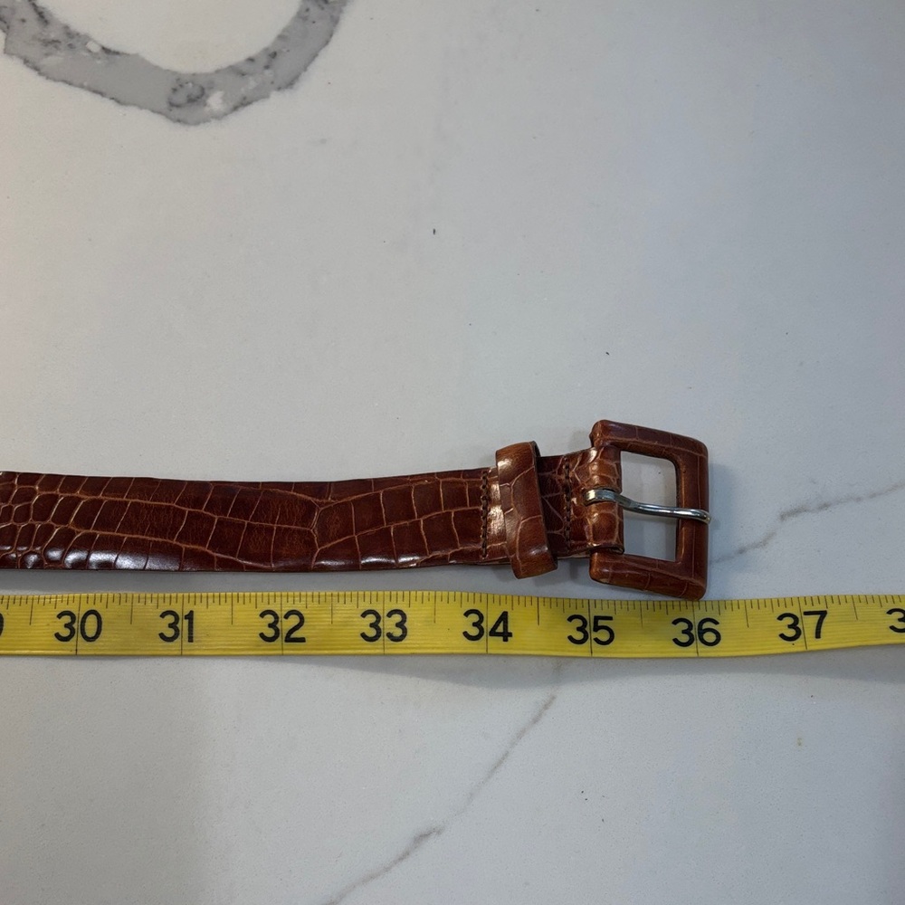 Calvin Klein Tan Italian Alligator Calfskin Leather Belt
